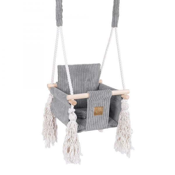 MeowBaby Babyschaukel Cord im Quadrat-Design - Ästhetik grau