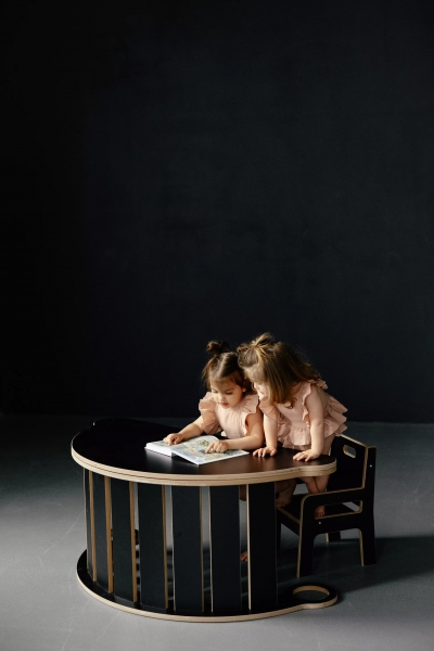 BabyWood Tischplatte M - schwarz | 100x50 cm