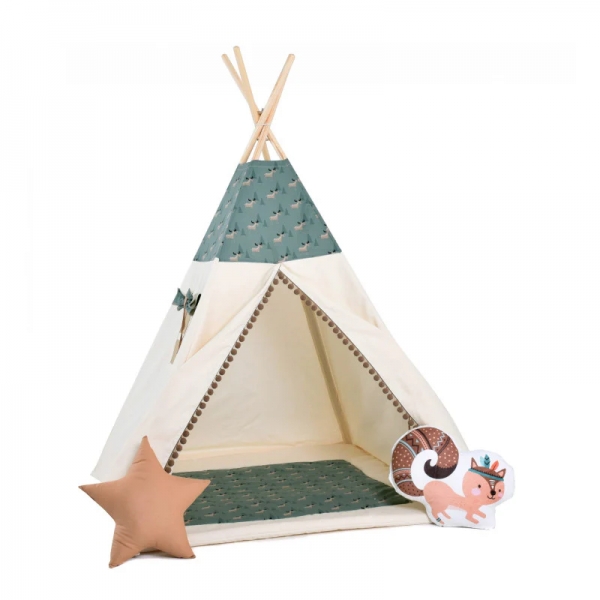 Design4Kids Tipi-Zelt M-Special Set Moose Squirrel - beige