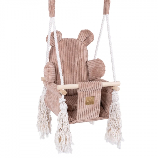 MeowBaby Babyschaukel Cord im Bärendesign - Ästhetik powder pink