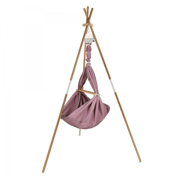 PAULI &amp; CO Federwiegen Motor Pure-Set Baby Premium &amp; Gestell Tripod natur/weiß - Natur Flieder