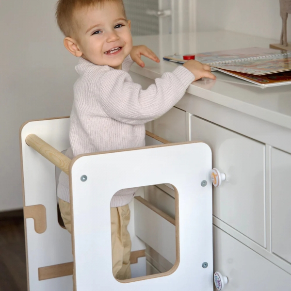 MeowBaby Montessori Lernturm / Küchenhelfer Solid - weiß