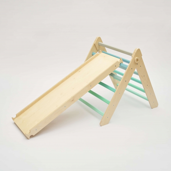 BusyKids Set II - Pikler Dreieck mit Rutsche/Kletterleiter - in Mintarben