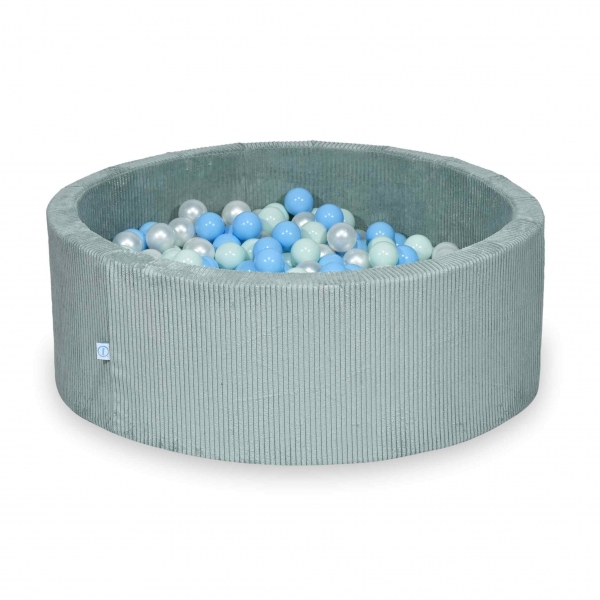 MiMii Bällebad 110x40cm Cord sage mint mit 500 Bällen zum selber Gestalten nach Wunsch-