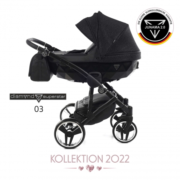 JUNAMA Kombi Kinderwagen Superstar 03 - schwarz/schwarz