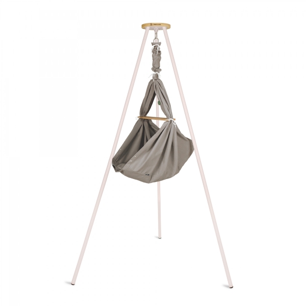 PAULI &amp; CO Federwiegen-Set Baby &amp; Gestell Tripod SMART taupe - Mausgrau