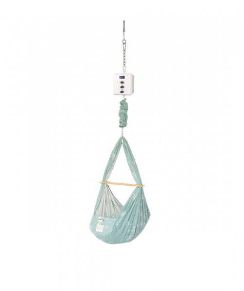 QOOKIE Swing Federwiege mit Motor Cube und Deckenbefestigung - Floral mint