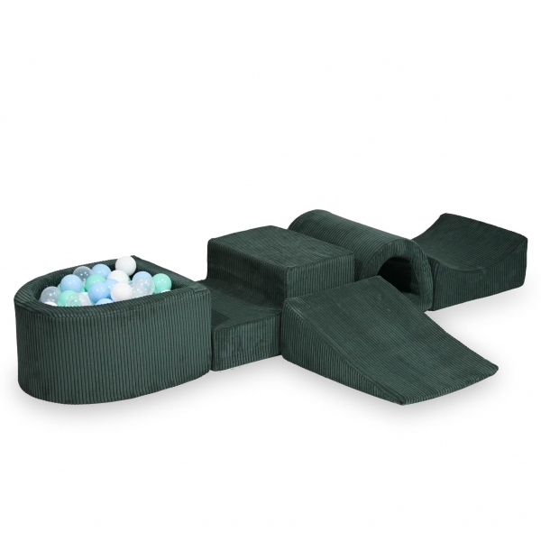 MiMii Schaumspielset II Cord dark cyan mit Bällebad und 100 Bälle zum selber Gestalten