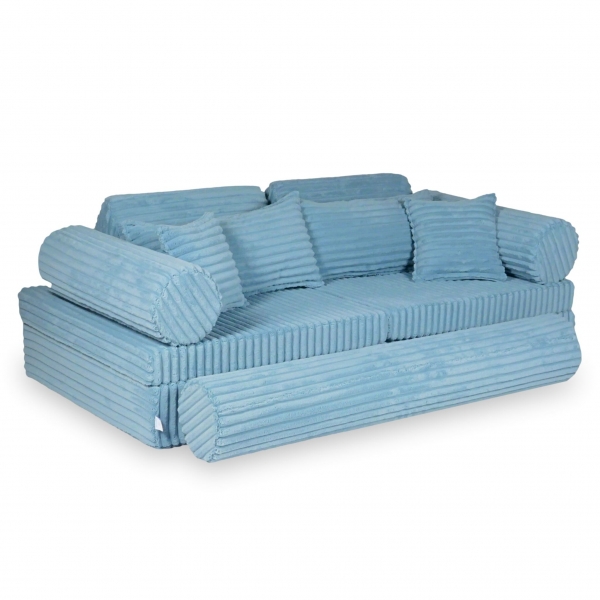 MiMii Spielsofa Deluxe Waffle-Cord - morning blue