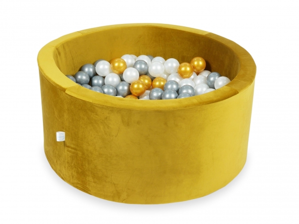 MiMii Bällebad VELVET gold 90x40cm mit 300 Bällen zum selber Gestalten nach Wunsch