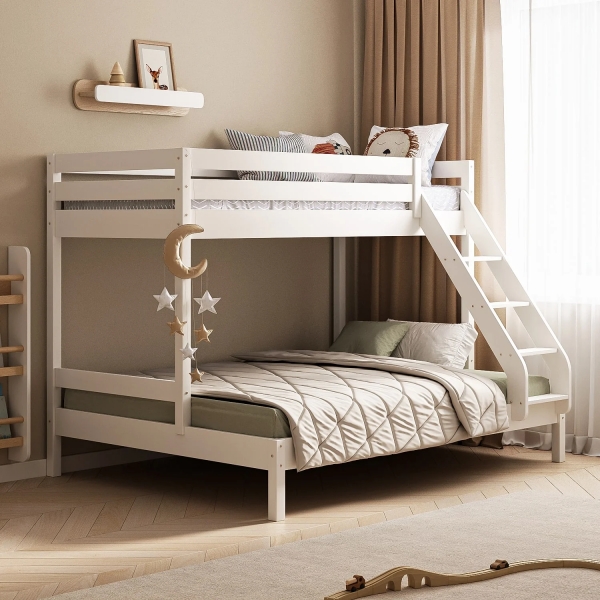 BusyKids Etagenbett aus Holz FAMI-MAX 200 × 90/200 × 140 cm - mit Aufbewahrungsschublade - Weiß