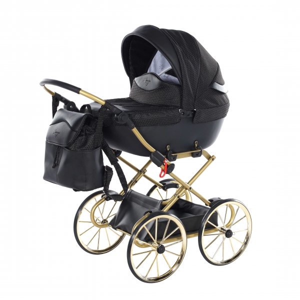 JUNAMA Puppenwagen Mini Dolce - schwarz/gold