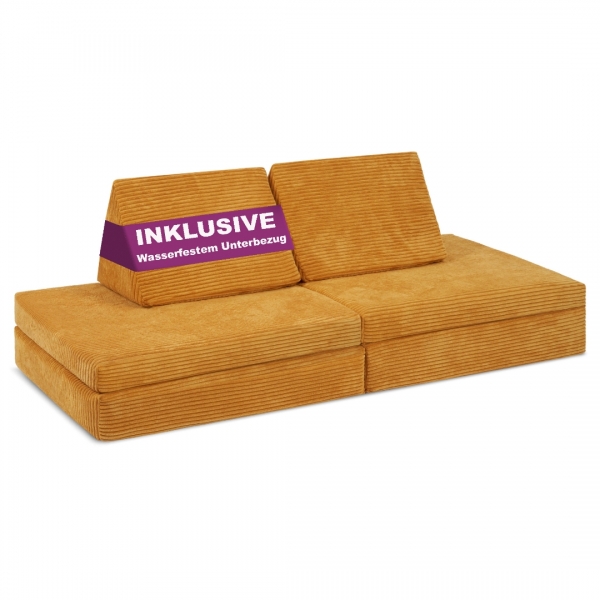 LINODINO Spielsofa Cord Spielparadies - Gänseblümchen Gelb