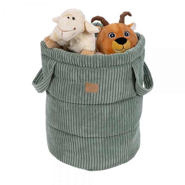 MeowBaby Spielzeugtonne aus Cord – Ästhetik olive