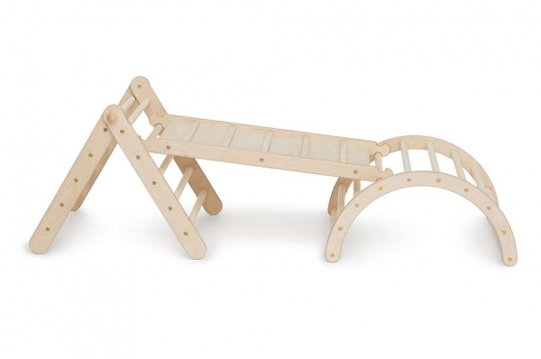 Kletterling Zickenling Set - Pikler Kletterdreieck mit Rutsche und Bogen
