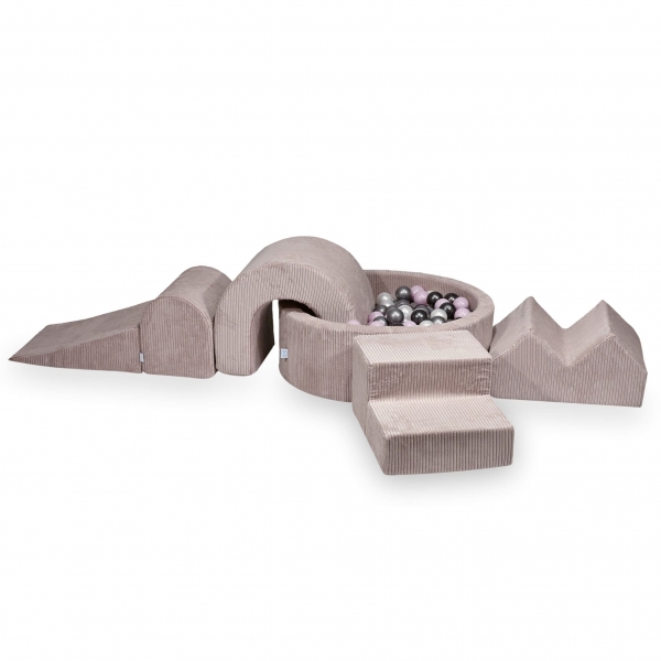 MiMii Schaumspielset XXL Cord misty rose mit Bällebad 90x30 cm und 200 Bällen zum Gestalten