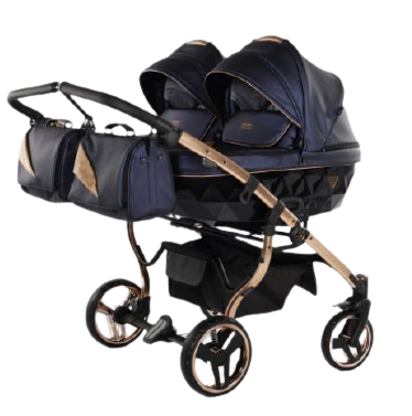 JUNAMA Zwillingskinderwagen Fluo II Duo 02 - saphierblau/schwarz