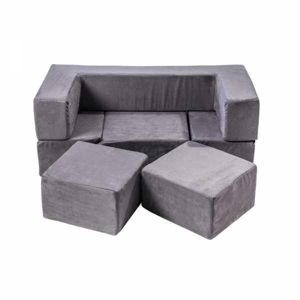 MeowBaby Spielsofa Bricks Velvet grau, 100 Bälle - eigene Farbauswahl