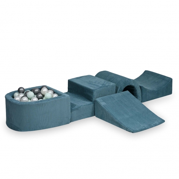 MiMii Schaumspielset II Cord smoky blue mit Bällebad und 100 Bälle zum selber Gestalten