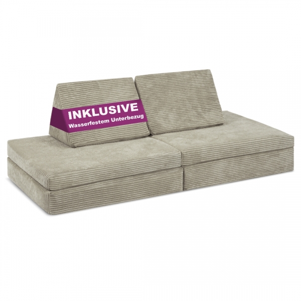 LINODINO Spielsofa Cord Spielparadies - Kiesergrau