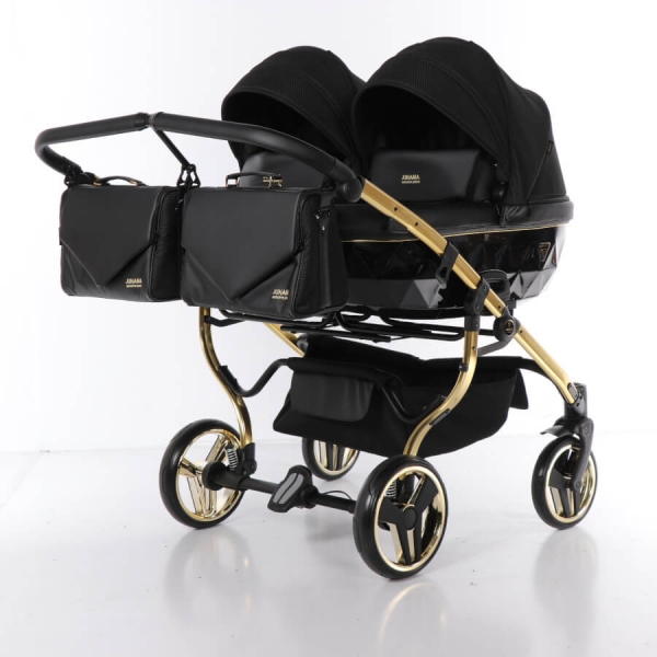 JUNAMA Zwillingskinderwagen Saphire Duo 03 - schwarz/gold