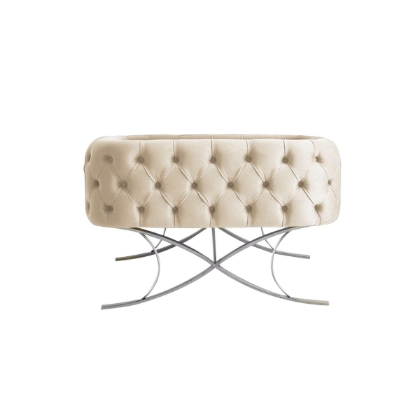 JABARI Babywiege Chester mit Fuß - Beige/Silber
