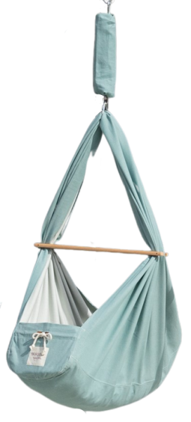 QOOKIE Swing Federwiege mit Schafwoll-Matratze &amp; Deckenbefestigung - mint