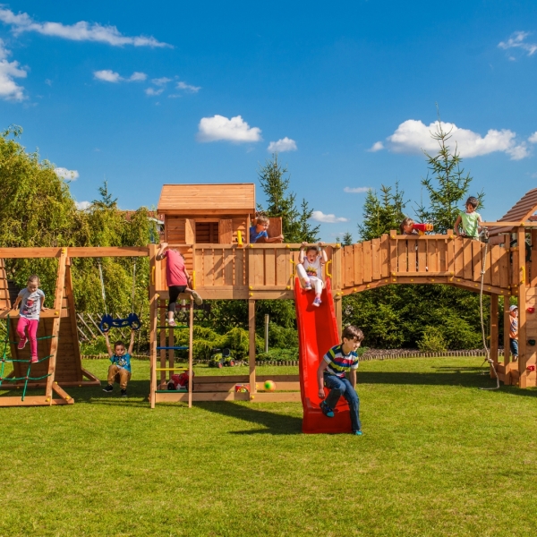 FUNGOO MAXI Set Spider Land - Klettergerüst mit Kletterwand & 2 Rutschen