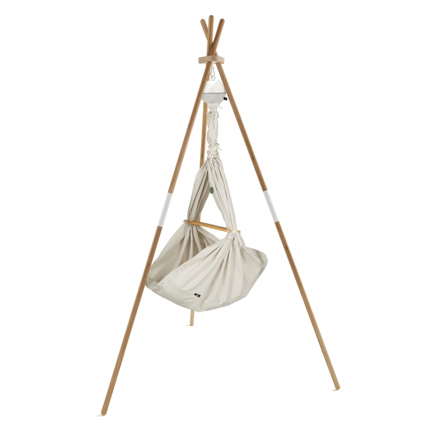 PAULI &amp; CO Federwiegen Motor Pure-Set Baby Premium &amp; Gestell Tripod natur/weiß - Natur Taupe