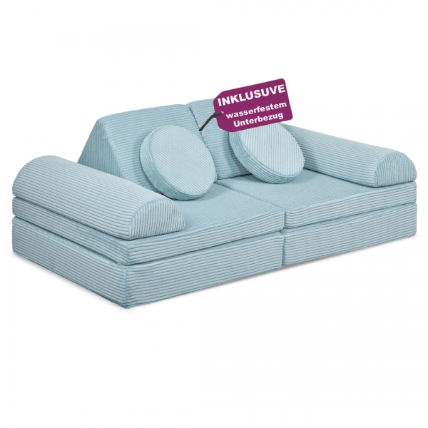LINODINO Spielsofa Cord Fantasiewelt - Einhornblau