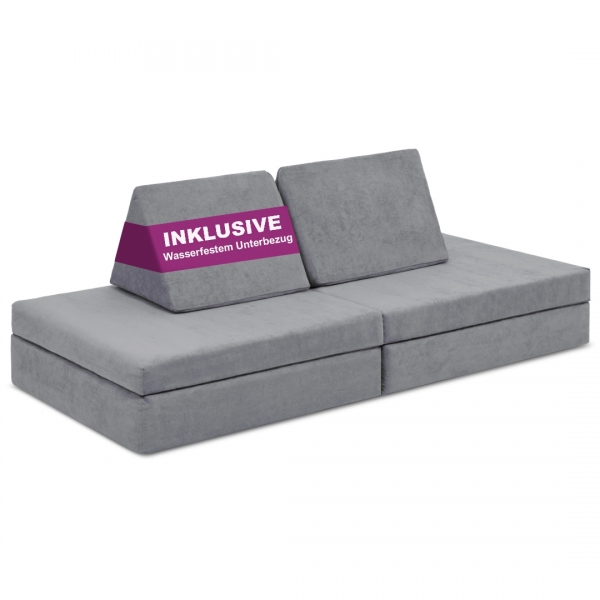 LINODINO Spielsofa Chenille Abenteuerplatz - Delfingrau