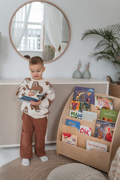 Luna Toys Montessori Bücherregal für Kinder - natur