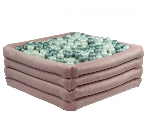MiSiOO Bällebad Comfort+ eckig 110x110x45cm Pink um selber Gestalten nach Wunsch