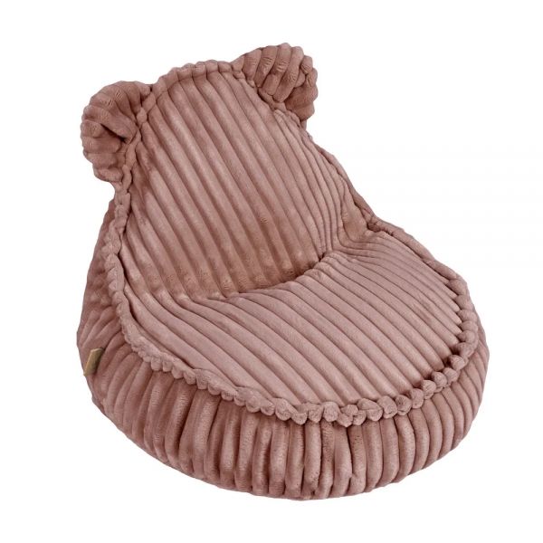 MeowBaby Sitzsack Bär Churros Plüsch-Cord - Ruby Chocolate Pink