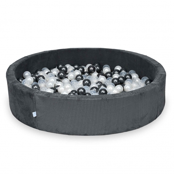MiMii Bällebad 130x30cm Cord graphite grey mit 600 Bällen zum selber Gestalten nach Wunsch