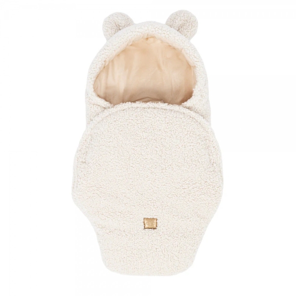 MeowBaby Einschlagdecke Cord mit Bärenohren Bearly - beige/creme