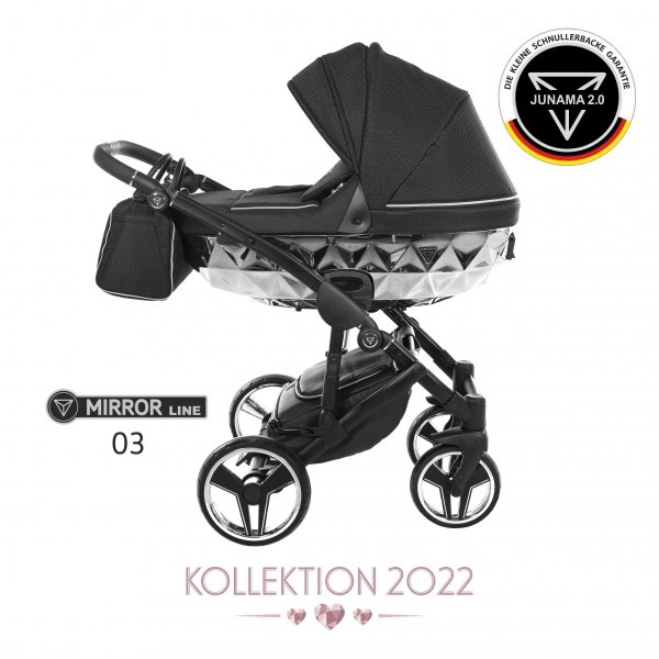 JUNAMA Kombi Kinderwagen Mirror 03 - silber/schwarz