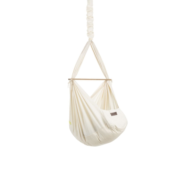 NONOMO Federwiegen-Set Baby Classic mit Kunstfaser-Matratze &amp; Deckenbefestigung - natur