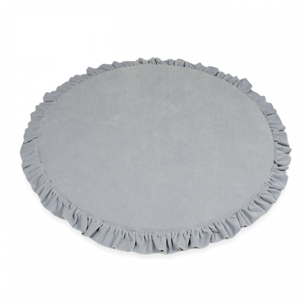 MOJE. Baby Spielmatte mit Volant VELVET SOFT - light gray