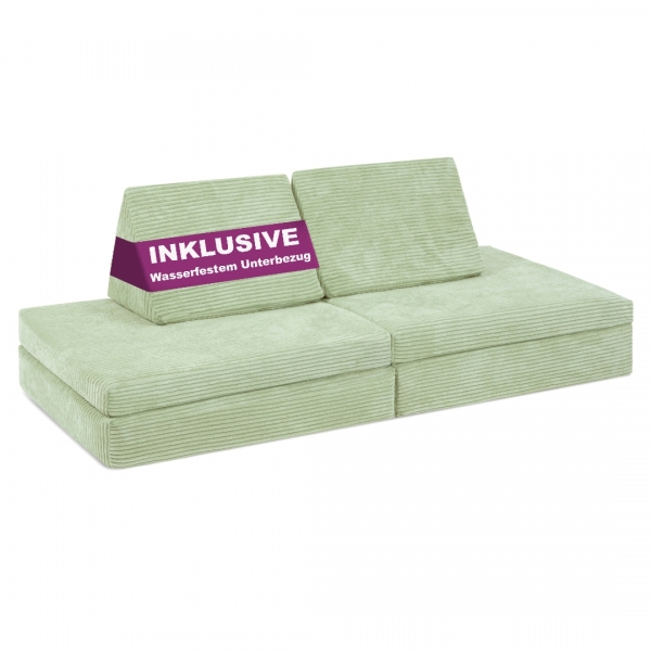 LINODINO Spielsofa Cord Spielparadies - Avocado Grün