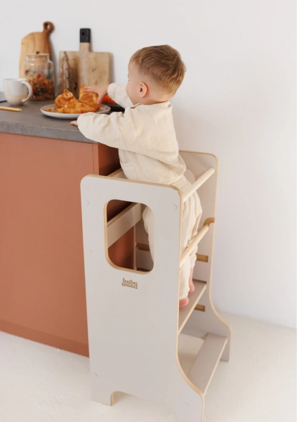 BabyWood Küchenhelfer/Lernturm SLIM M - Kaschmir