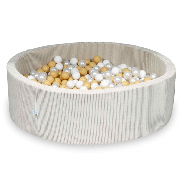 MiMii Bällebad 130x40cm Cord ivory beige mit 700 Bällen zum selber Gestalten nach Wunsch
