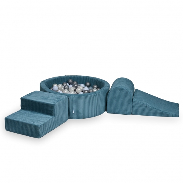 MiMii Schaumspielset Cord smoky blue mit Bällebad und 200 Bälle zum selber Gestalten