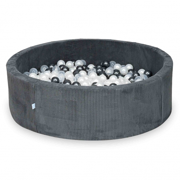MiMii Bällebad 130x40cm Cord graphite grey mit 700 Bällen zum selber Gestalten nach Wunsch