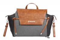Gesslein Wickeltasche N°4 - schwarz/cognac/grau-melange