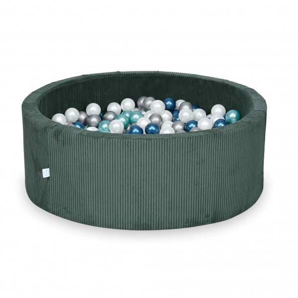 MiMii Bällebad 110x40cm Cord dark cyan mit 500 Bällen zum selber Gestalten nach Wunsch