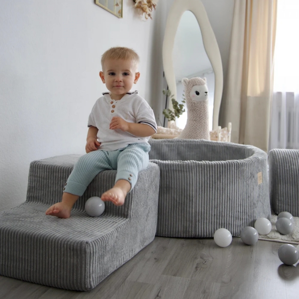 Design4Kids Schaumspielset Jewel Cord mit Bällebad und 200 Bälle - marble gray