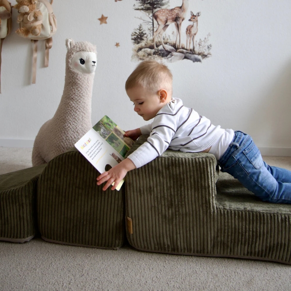 MeowBaby Schaumspielset Ästhetik Cord khaki - 3 tlg. 90x45cm