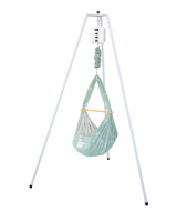 QOOKIE Swing Federwiege mit Motor Cube und Gestell weiß - Floral mint