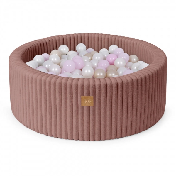 MeowBaby Bällebad Churros 90x30cm ruby chocolate pink mit 200 Bällen zum selber Gestalten nach Wunsc